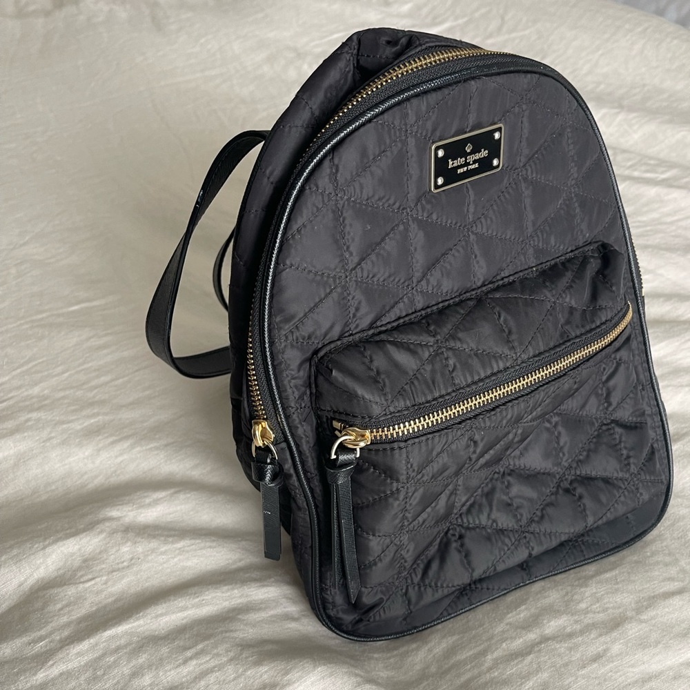 Kate Spade mini black quilted backpack